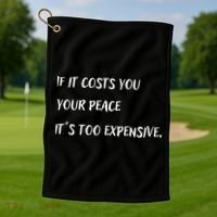 If It Costs You Your Peace It's Too Expensive Golf Towel thumb 1