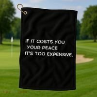 If It Costs You Your Peace It's Too Expensive Golf Towel thumb 1