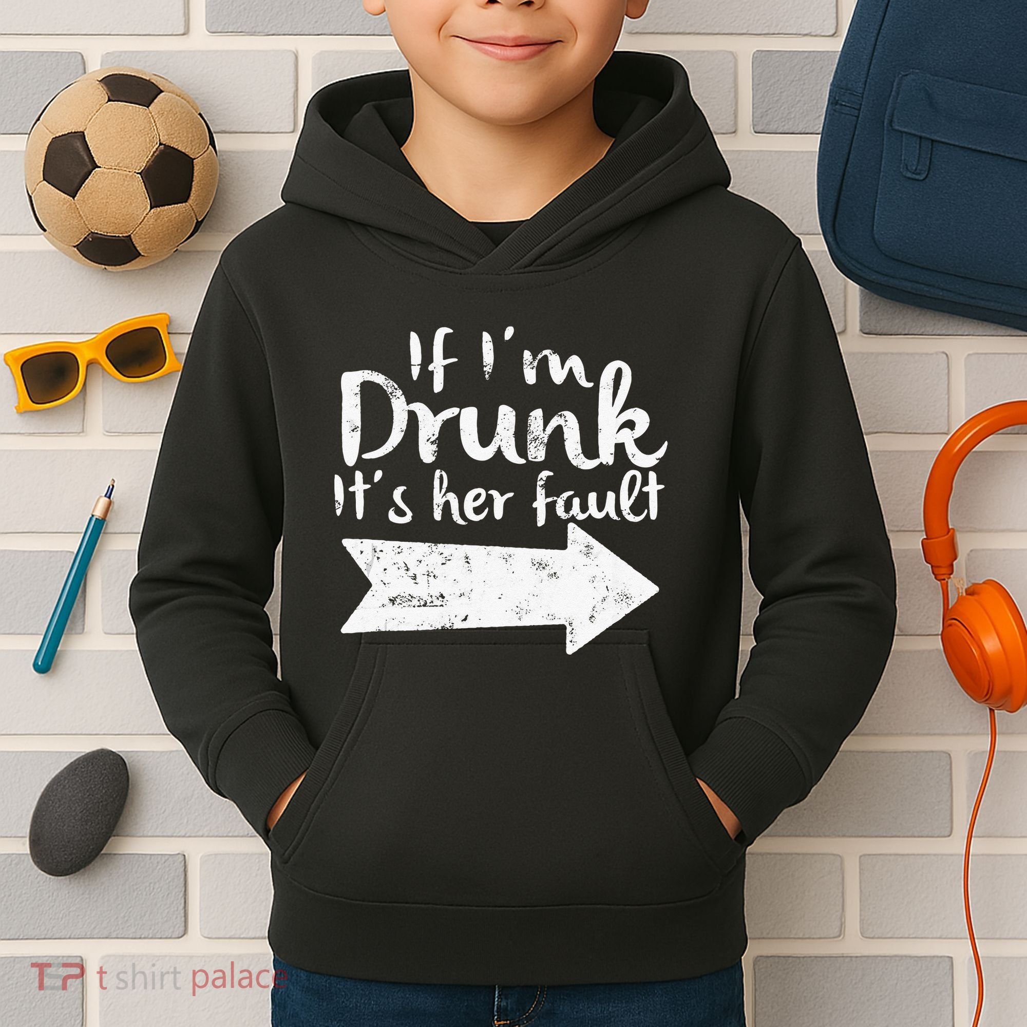 If Im Drunk Its Her Fault Matching Best Friend Gift Drinking Kids Hoodie