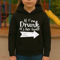 If Im Drunk Its Her Fault Matching Best Friend Gift Drinking Kids Hoodie thumb 3