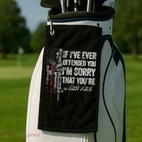 If I've Ever Offended You I'm Sorry American Flag (on back) Golf Towel thumb 2