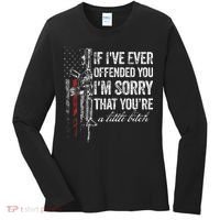 If I've Ever Offended You I'm Sorry American Flag (on back) Women's Long Sleeve Shirt thumb 0