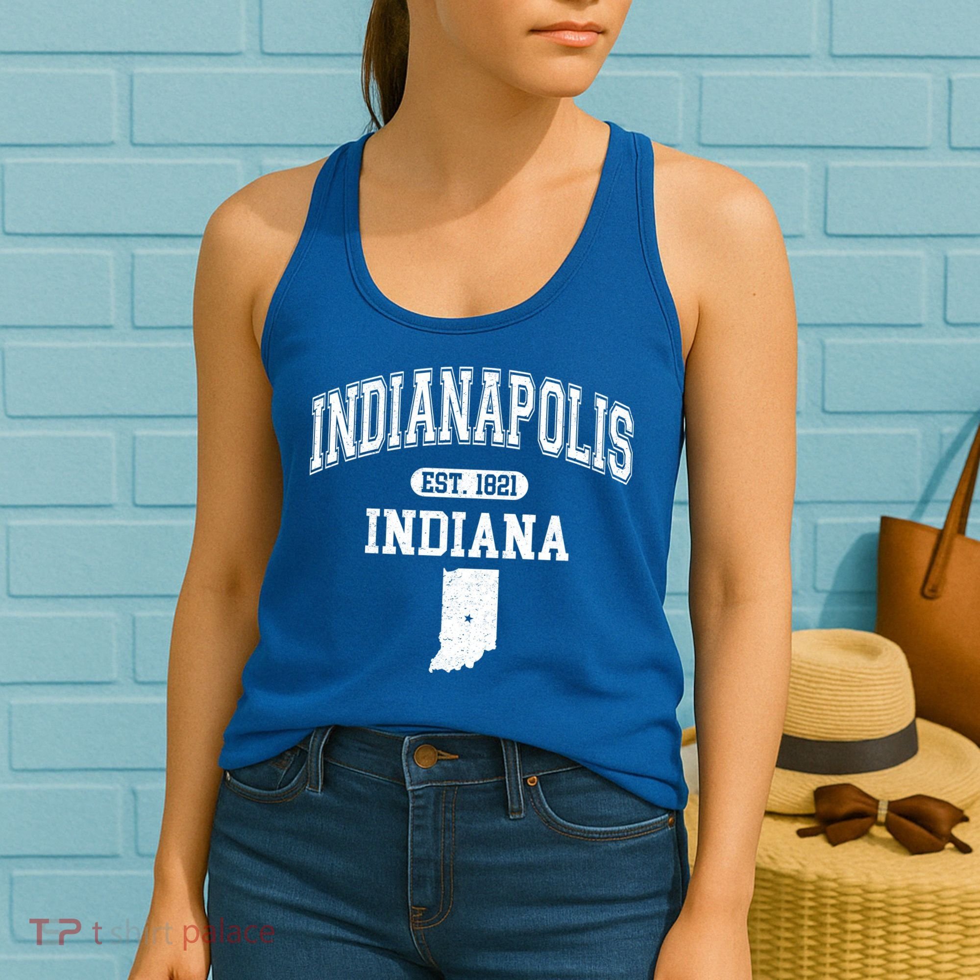 Indianapolis Indiana Est 1821 Varsity Women's Tank Top