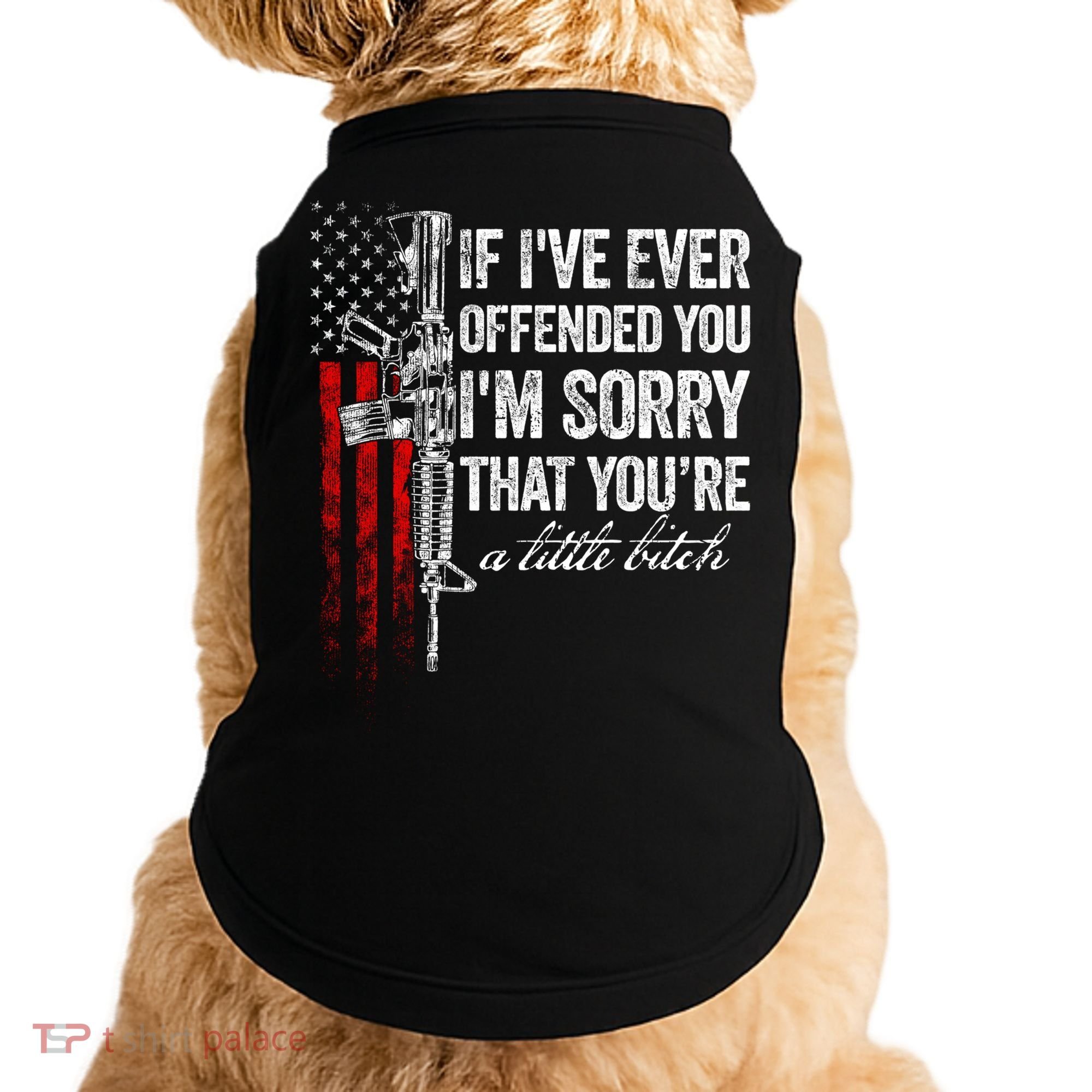 If Ive Ever Offended You Im Sorry American Flag Gift Doggie Tank