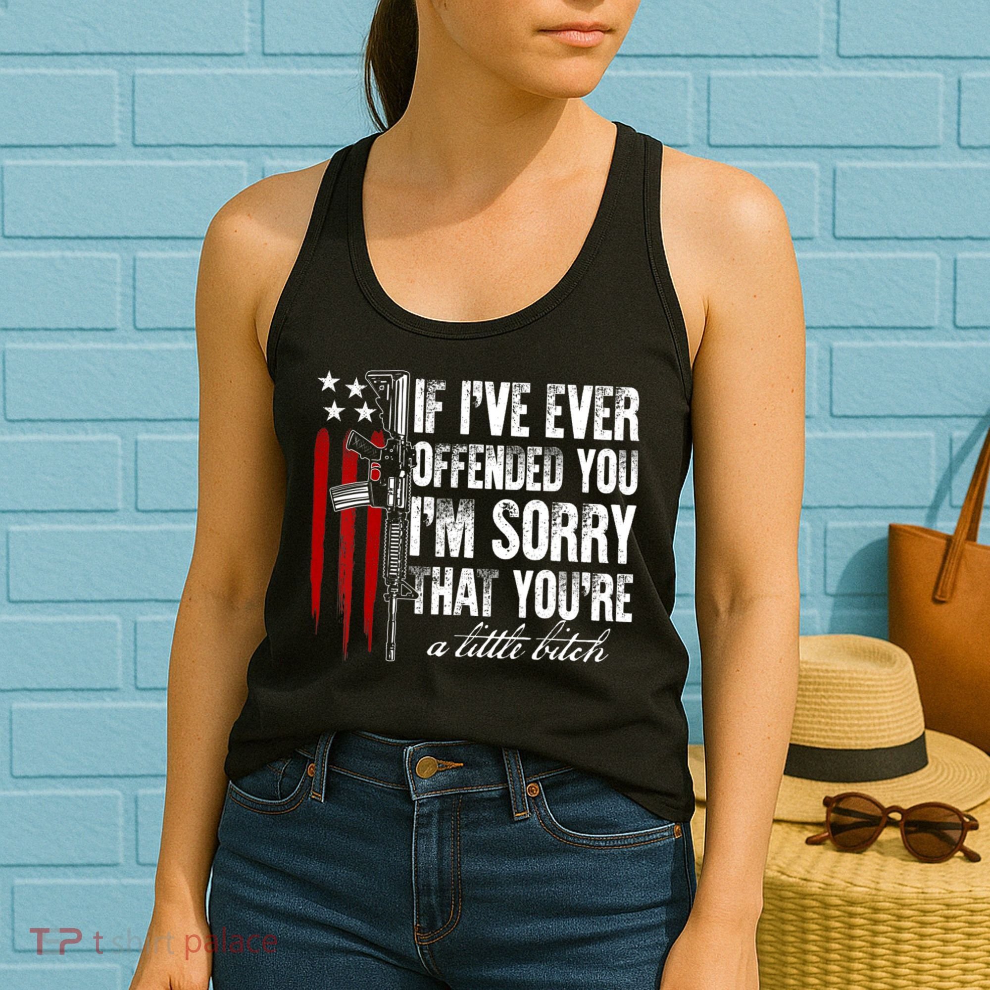 If I've Ever Offended You I'm Sorry American Flag Women's Tank Top