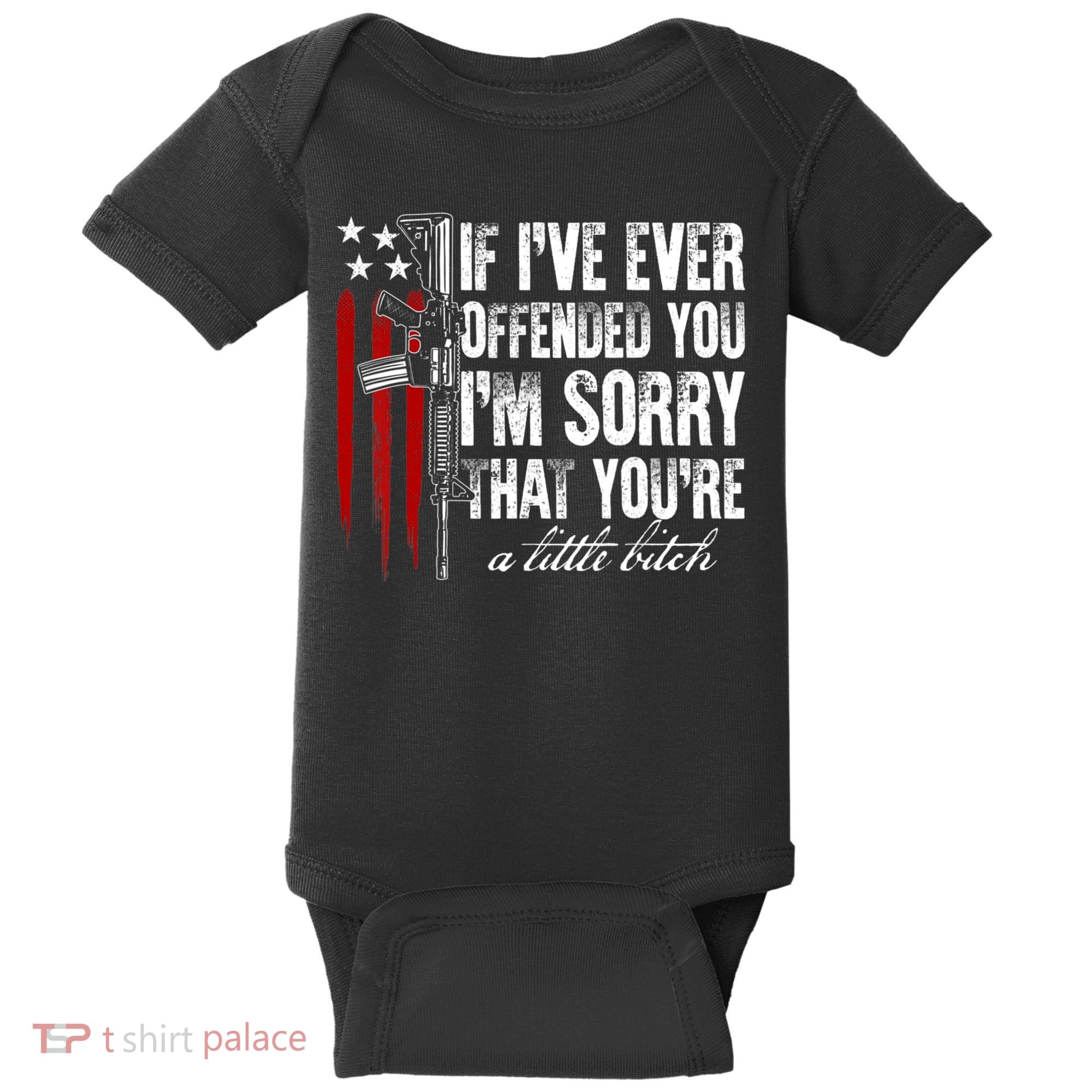 If I've Ever Offended You I'm Sorry American Flag Baby Bodysuit