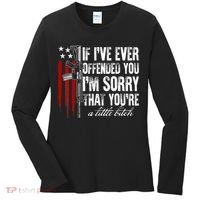 If I've Ever Offended You I'm Sorry American Flag Women's Long Sleeve Shirt thumb 0