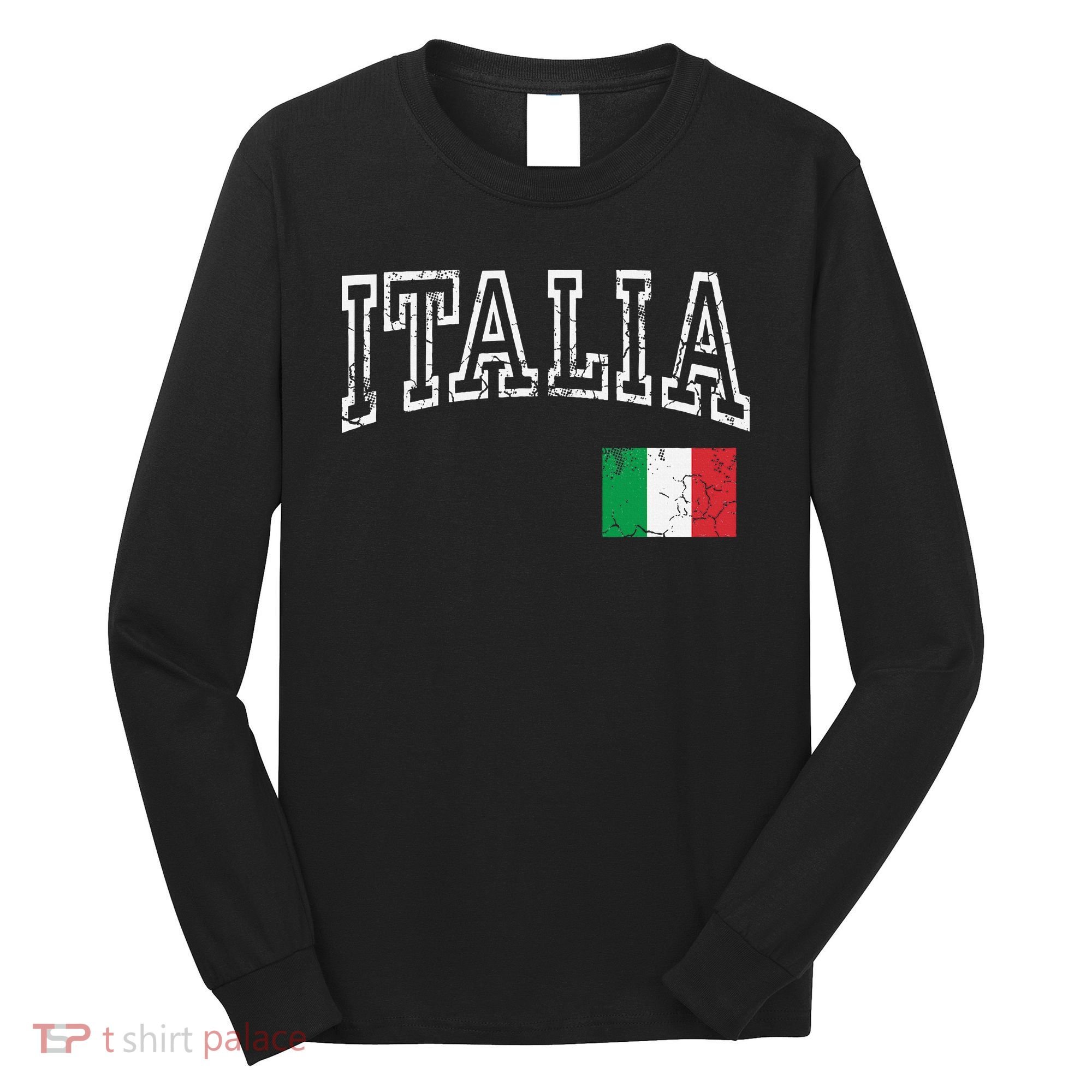 Italia Italian Flag Italy Distressed Long Sleeve Shirt