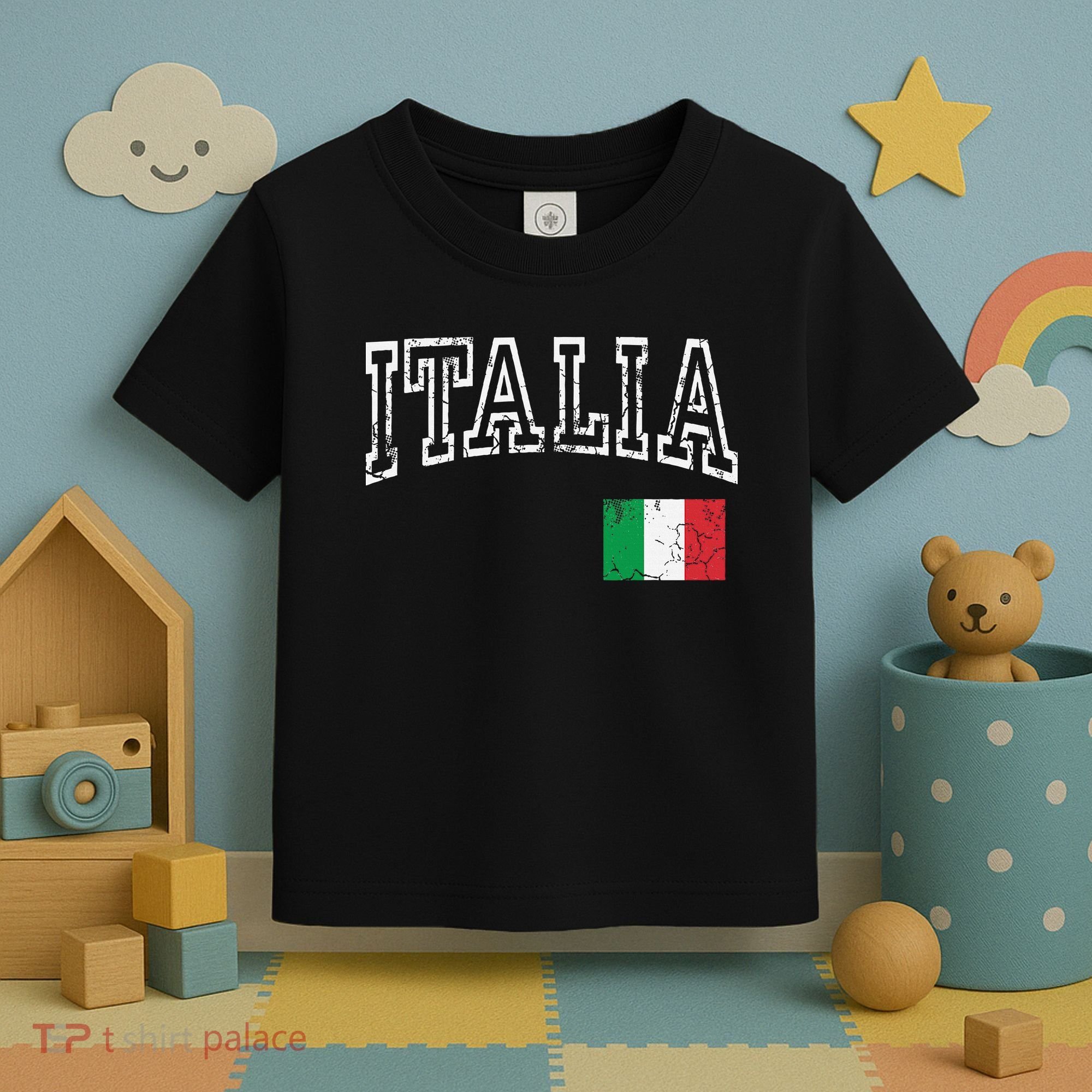 Italia Italian Flag Italy Distressed Toddler T-Shirt