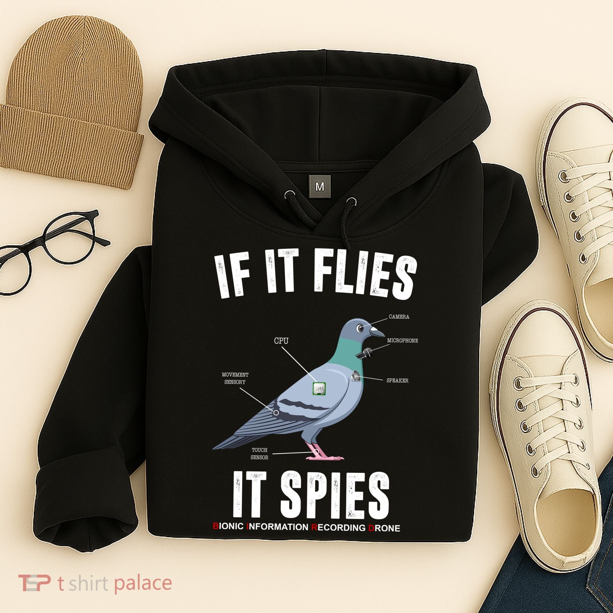 If It Flies It Spies Bionic Information Recording Drone Hoodie