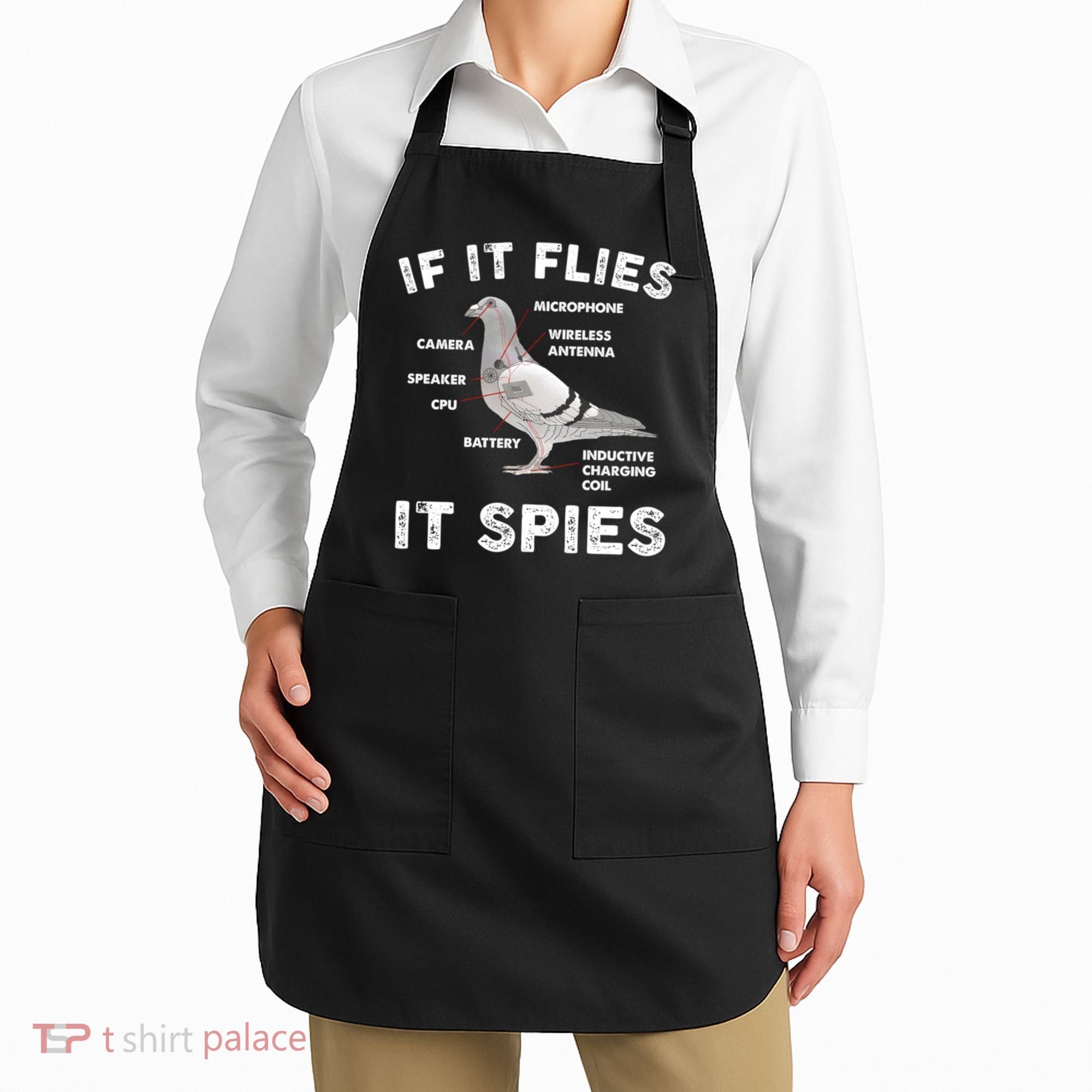 If It Flies It Spies Pigeon Anatomy Bird Funny Apron