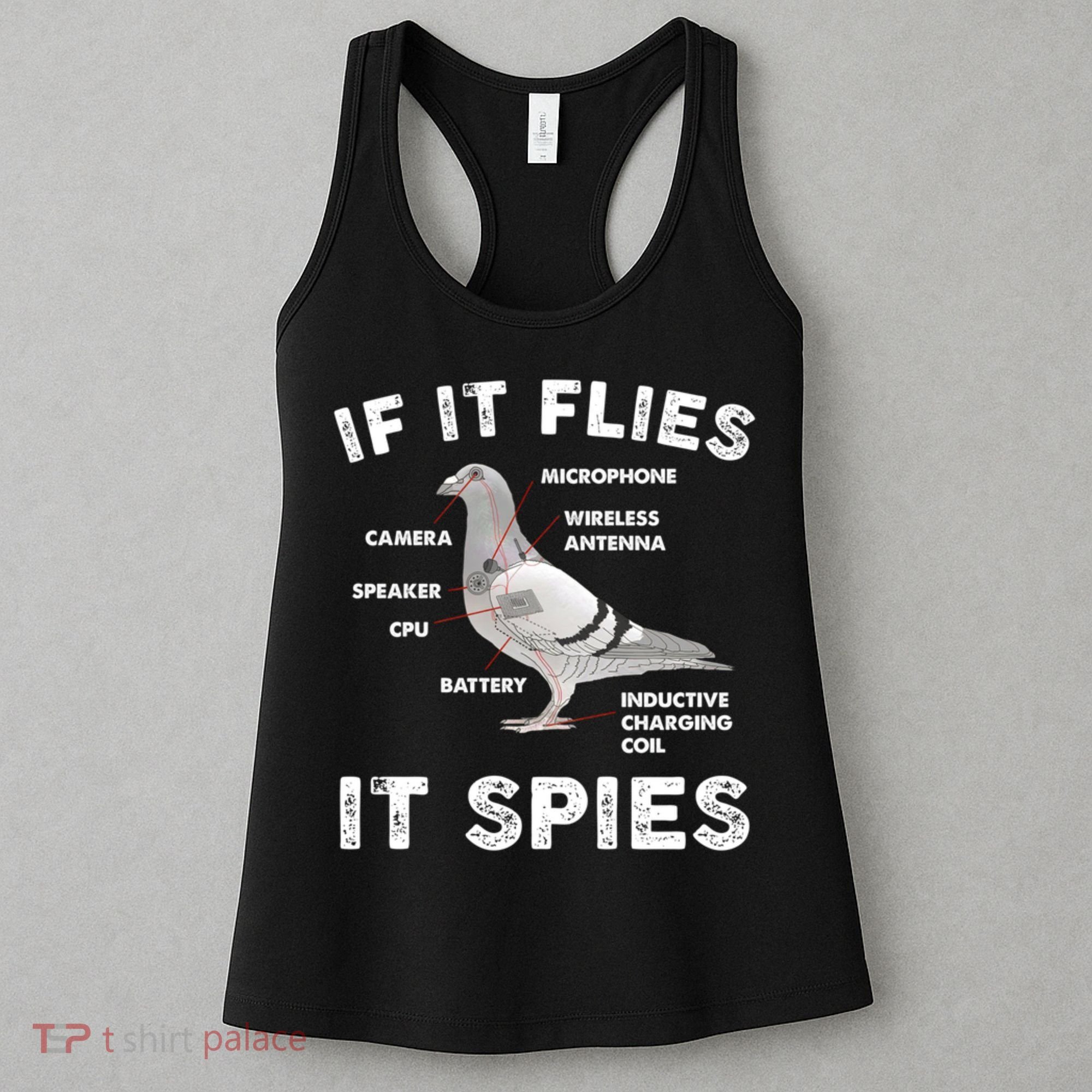 If It Flies It Spies Pigeon Anatomy Bird Funny Women's Tank Top