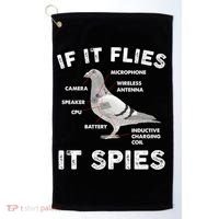 If It Flies It Spies Pigeon Anatomy Bird Funny Golf Towel thumb 0