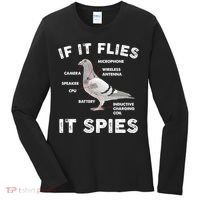 If It Flies It Spies Pigeon Anatomy Bird Funny Women's Long Sleeve Shirt thumb 0