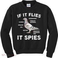 If It Flies It Spies Pigeon Anatomy Bird Funny Kids Sweatshirt thumb 0