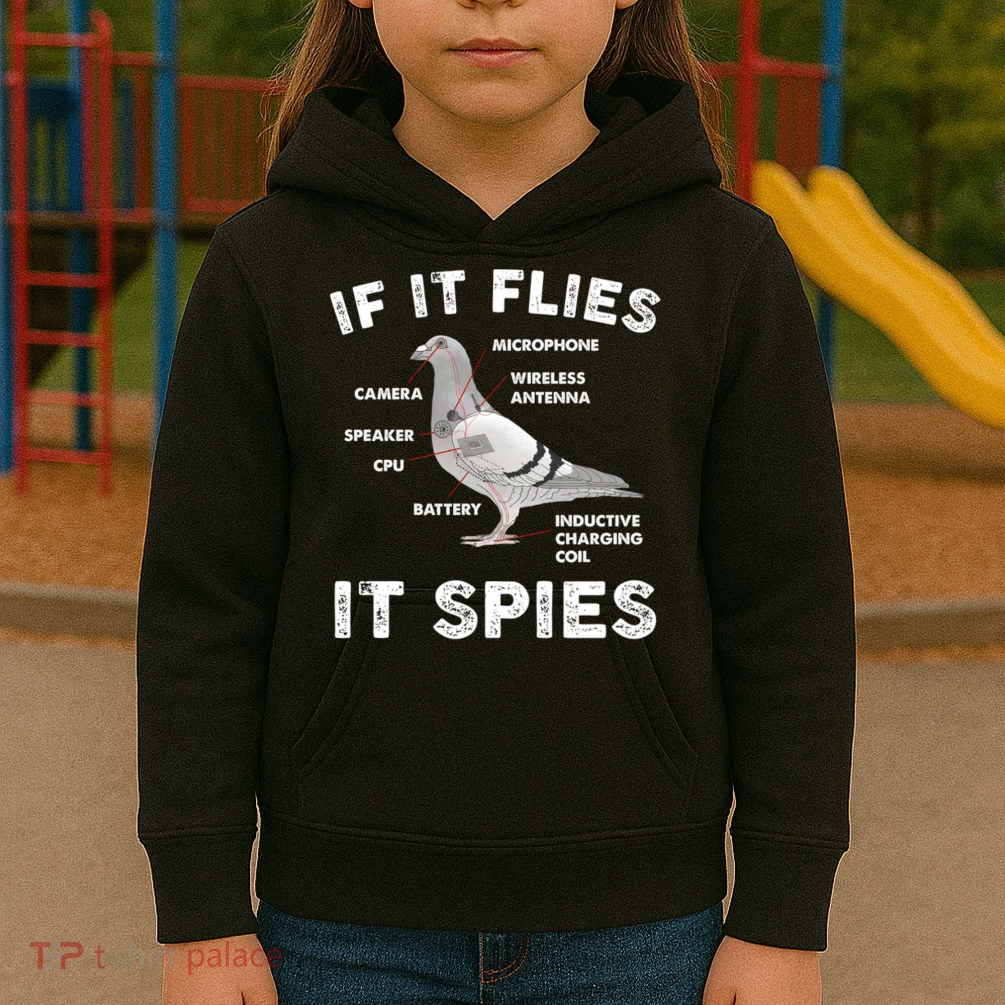 If It Flies It Spies Pigeon Anatomy Bird Funny Kids Hoodie