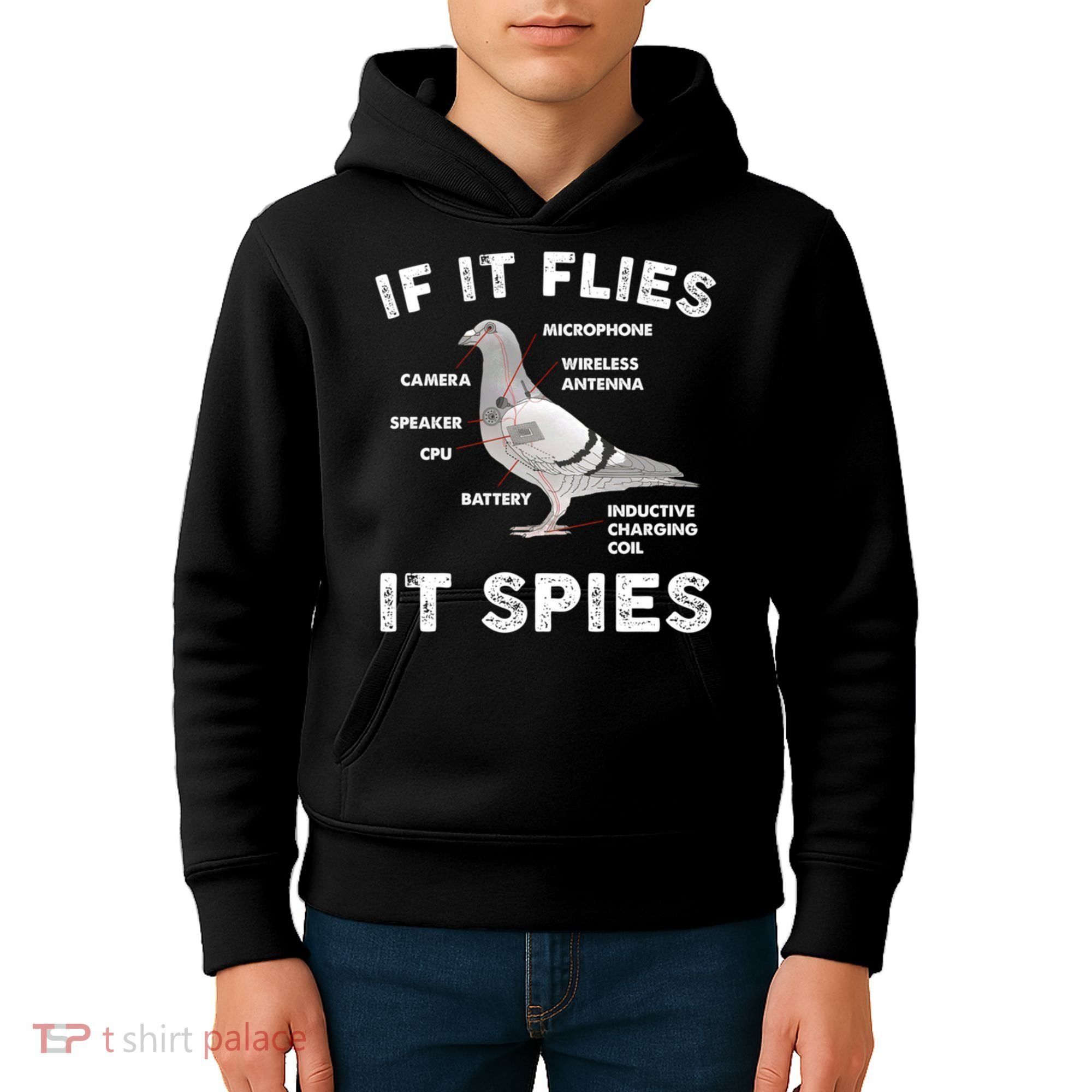 If It Flies It Spies Pigeon Anatomy Bird Funny Kids Hoodie