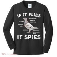 If It Flies It Spies Pigeon Anatomy Bird Funny Kids Long Sleeve Shirt thumb 0
