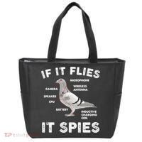 If It Flies It Spies Pigeon Anatomy Bird Funny Tote Bag thumb 0