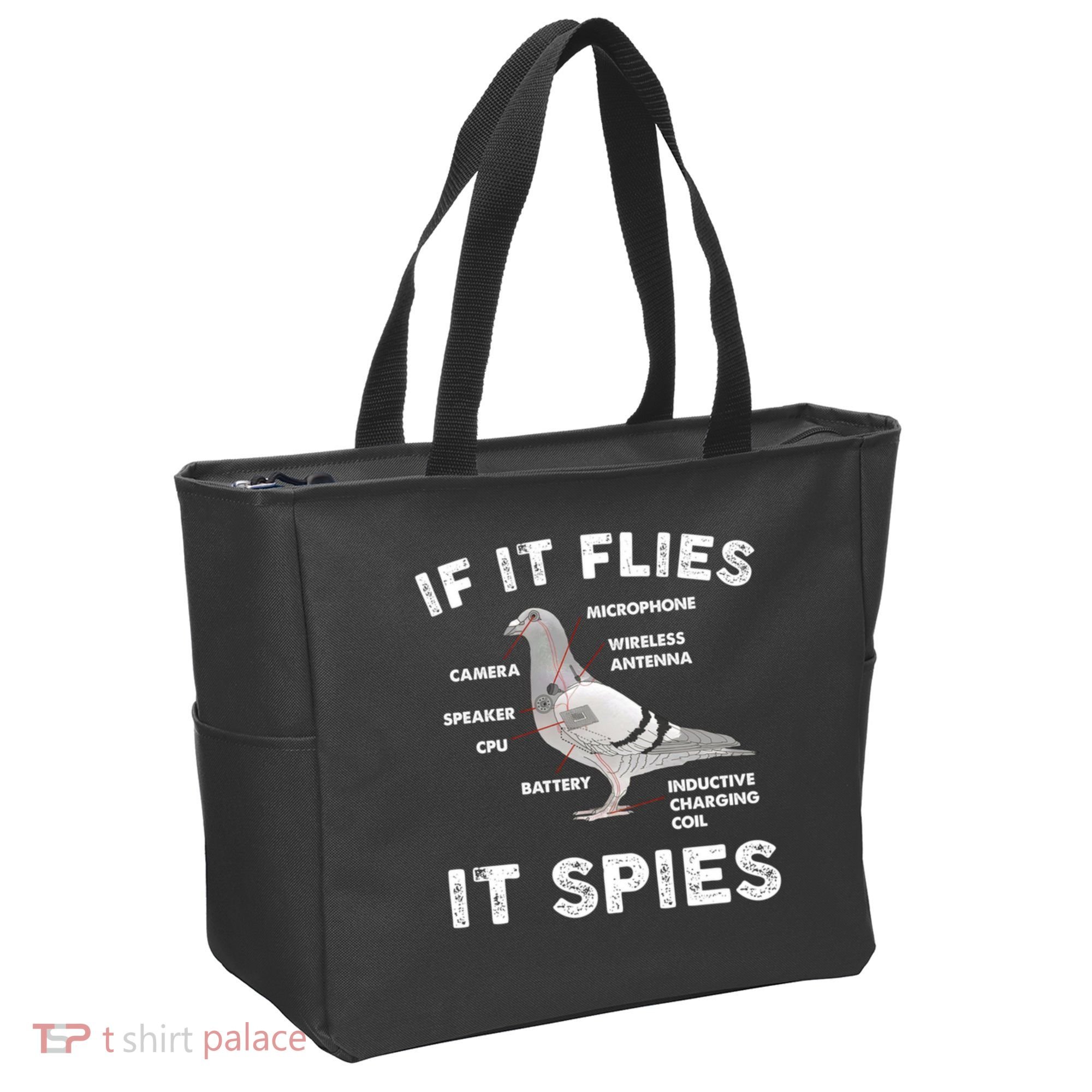 If It Flies It Spies Pigeon Anatomy Bird Funny Tote Bag