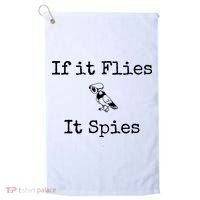 If It Flies It Spies Funny Bird Spy Golf Towel thumb 0