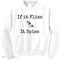 If It Flies It Spies Funny Bird Spy Kids Sweatshirt thumb 0