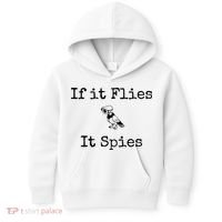 If It Flies It Spies Funny Bird Spy Kids Hoodie thumb 0