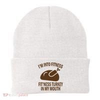 IM Into Fitness Funny Turkey Holiday Beanie thumb 0