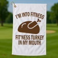 IM Into Fitness Funny Turkey Holiday Golf Towel thumb 1