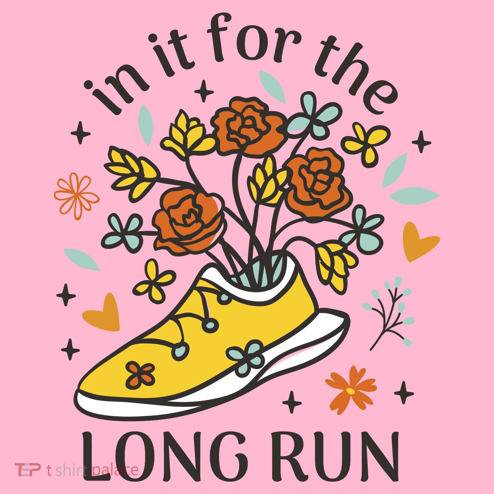 In It For The Long Run Floral Button