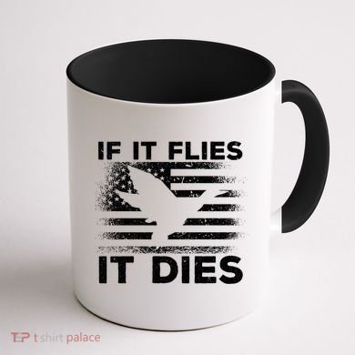 If It Flies It Dies American Flag Duck Hunter Gift Coffee Mug back