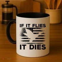 If It Flies It Dies American Flag Duck Hunter Gift Coffee Mug thumb 4