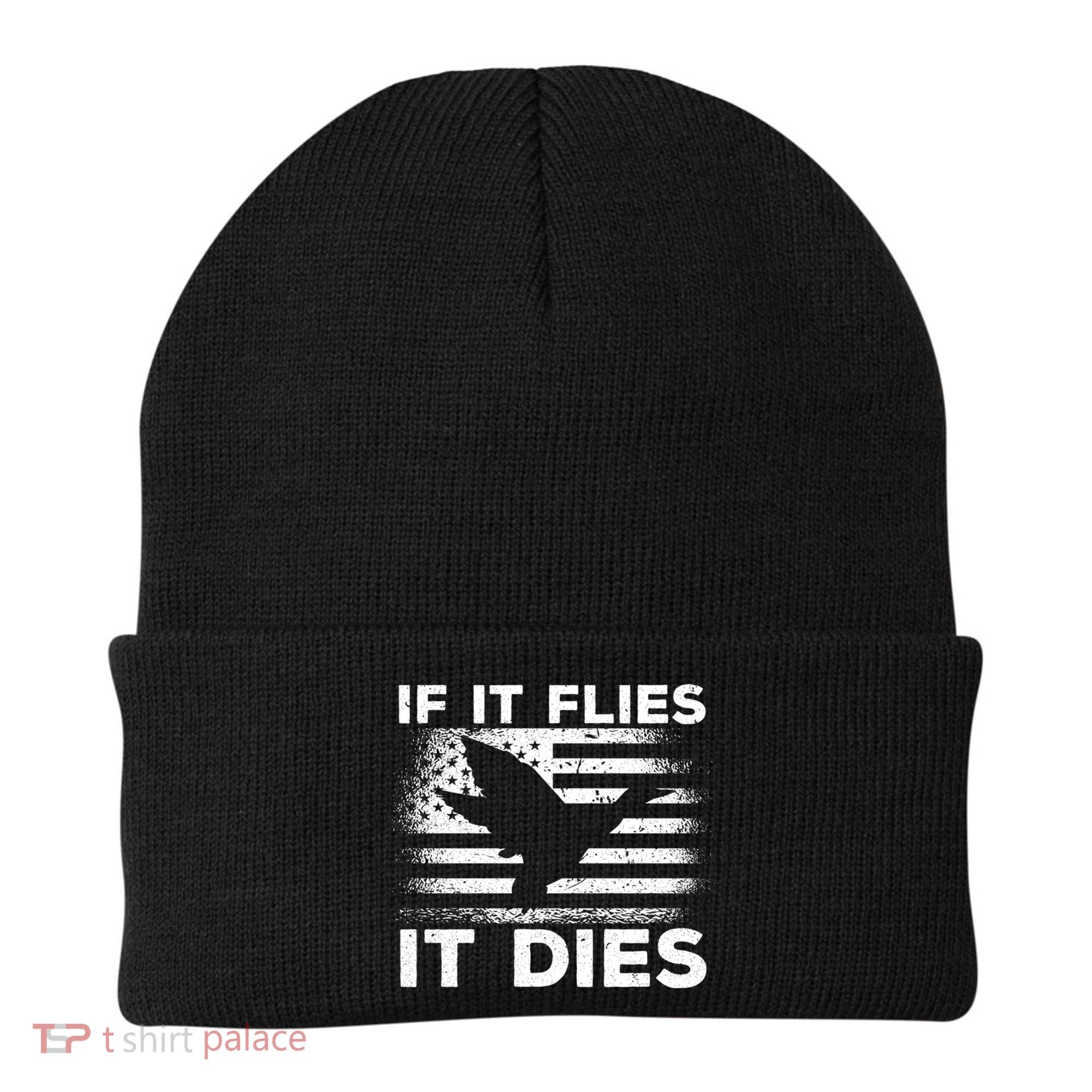 If It Flies It Dies American Flag Duck Hunter Gift Beanie