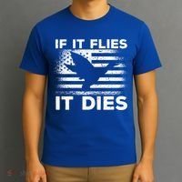 If It Flies It Dies American Flag Duck Hunter Gift T-Shirt thumb 3
