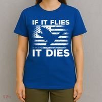 If It Flies It Dies American Flag Duck Hunter Gift T-Shirt thumb 4