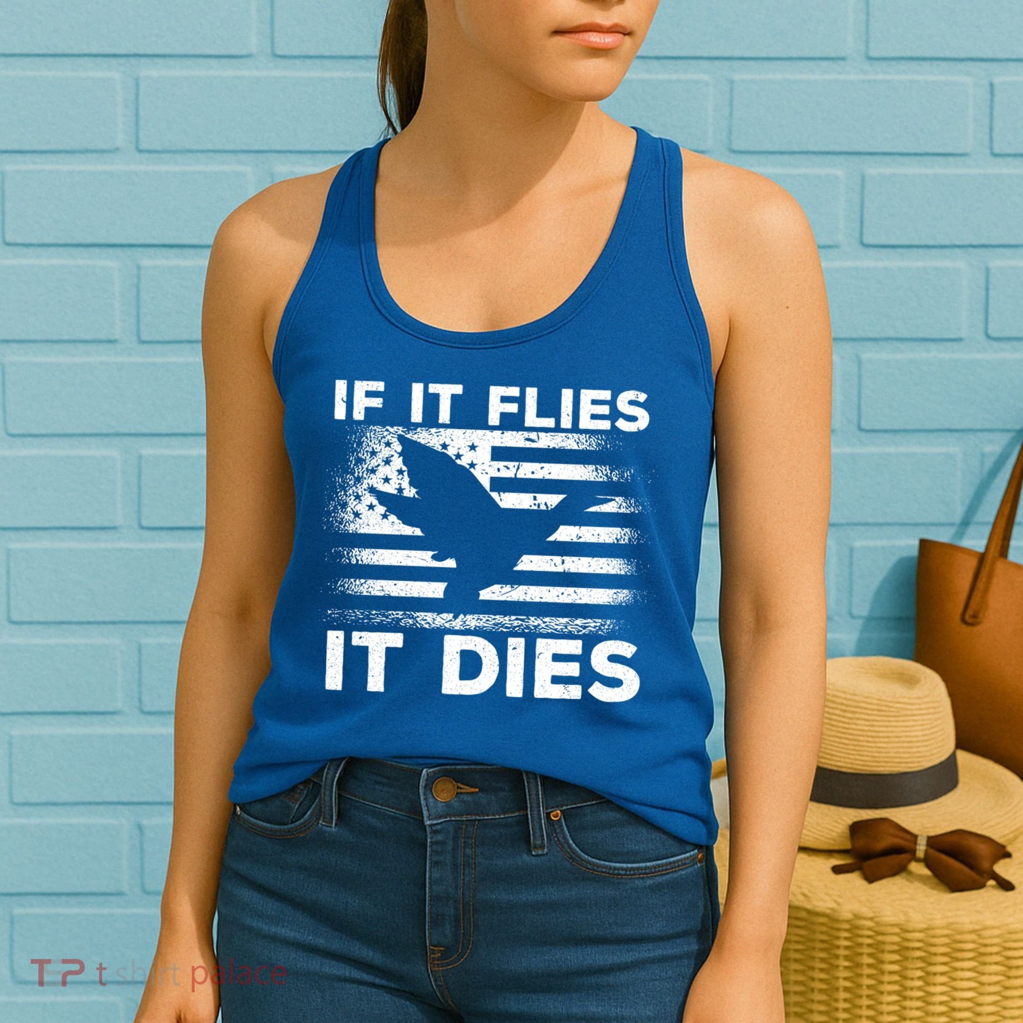 If It Flies It Dies American Flag Duck Hunter Gift Women's Tank Top