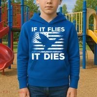 If It Flies It Dies American Flag Duck Hunter Gift Kids Hoodie thumb 2