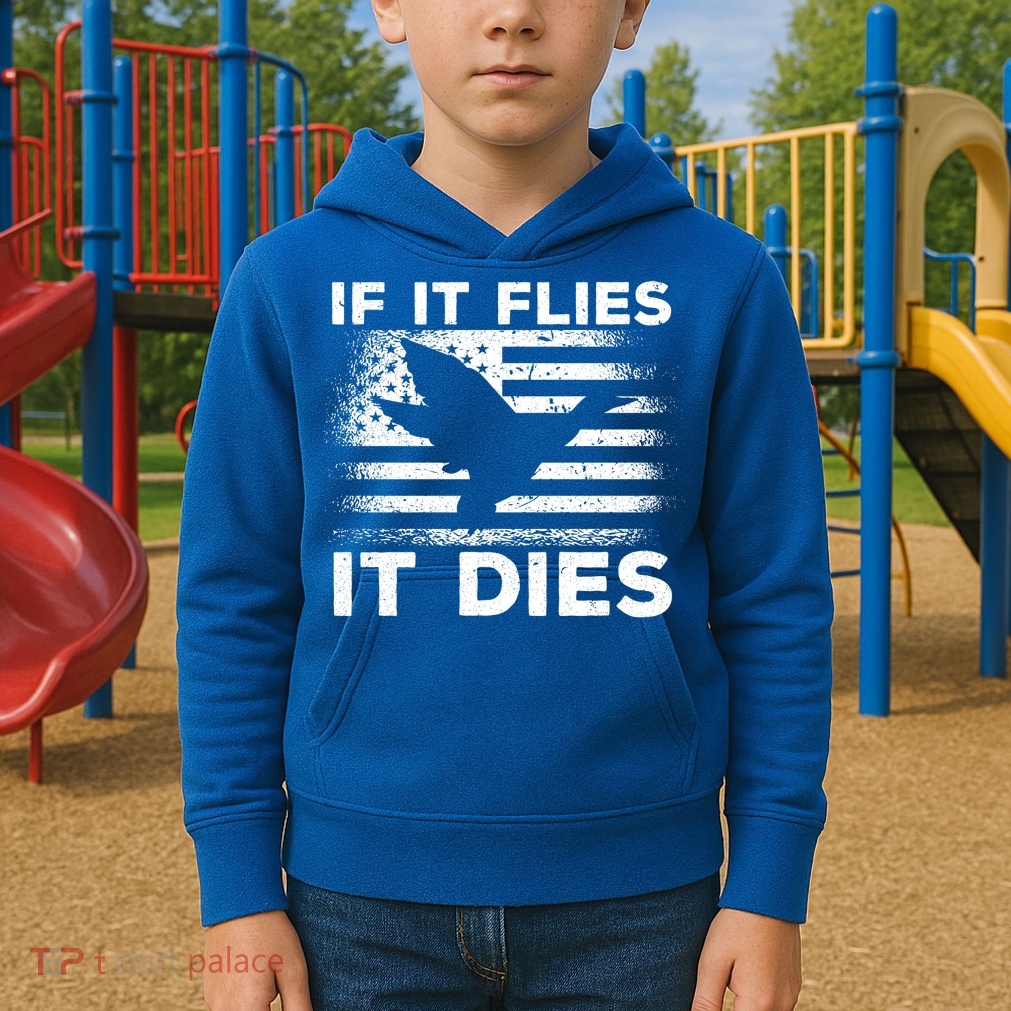If It Flies It Dies American Flag Duck Hunter Gift Kids Hoodie