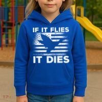 If It Flies It Dies American Flag Duck Hunter Gift Kids Hoodie thumb 3