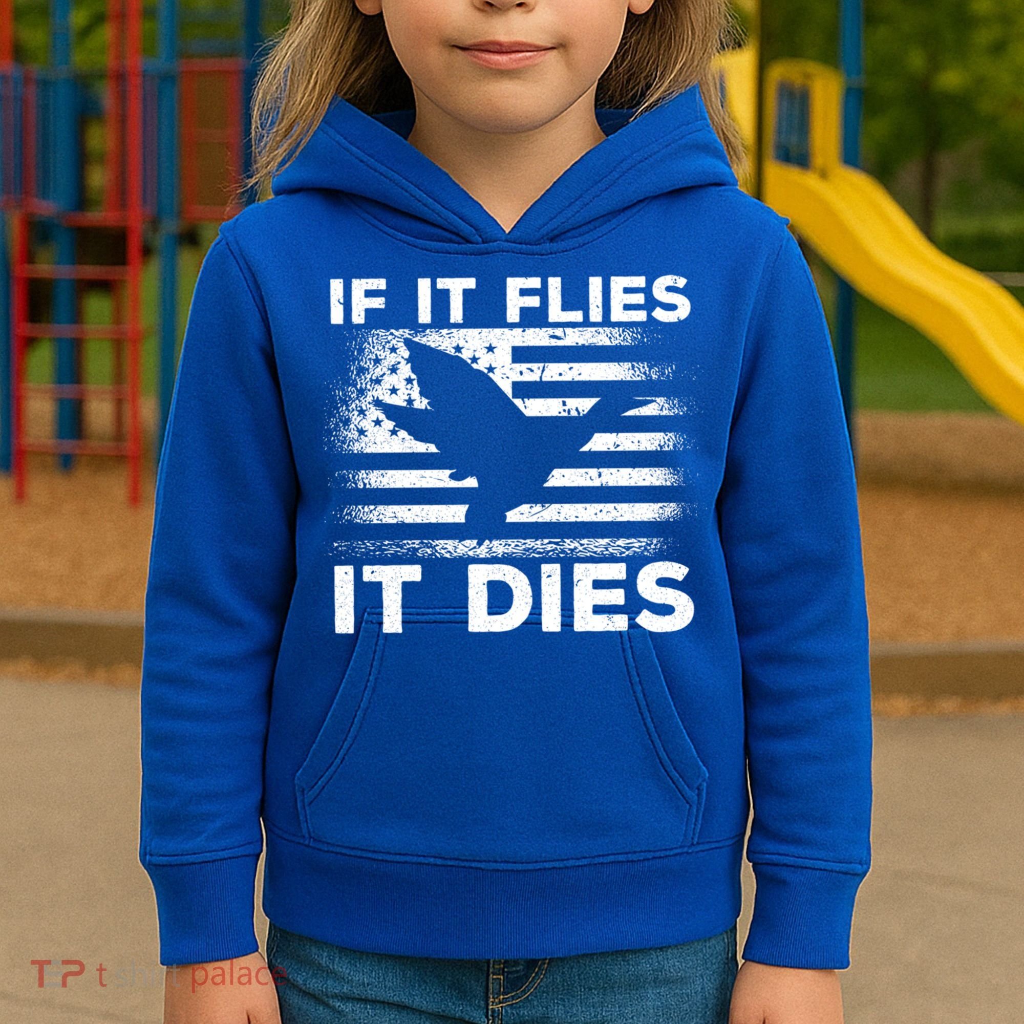 If It Flies It Dies American Flag Duck Hunter Gift Kids Hoodie