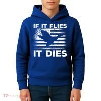 If It Flies It Dies American Flag Duck Hunter Gift Kids Hoodie thumb 4