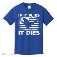 If It Flies It Dies American Flag Duck Hunter Gift Kids T-Shirt thumb 0