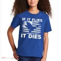 If It Flies It Dies American Flag Duck Hunter Gift Kids T-Shirt thumb 2