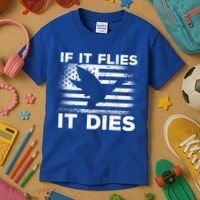 If It Flies It Dies American Flag Duck Hunter Gift Kids T-Shirt thumb 3