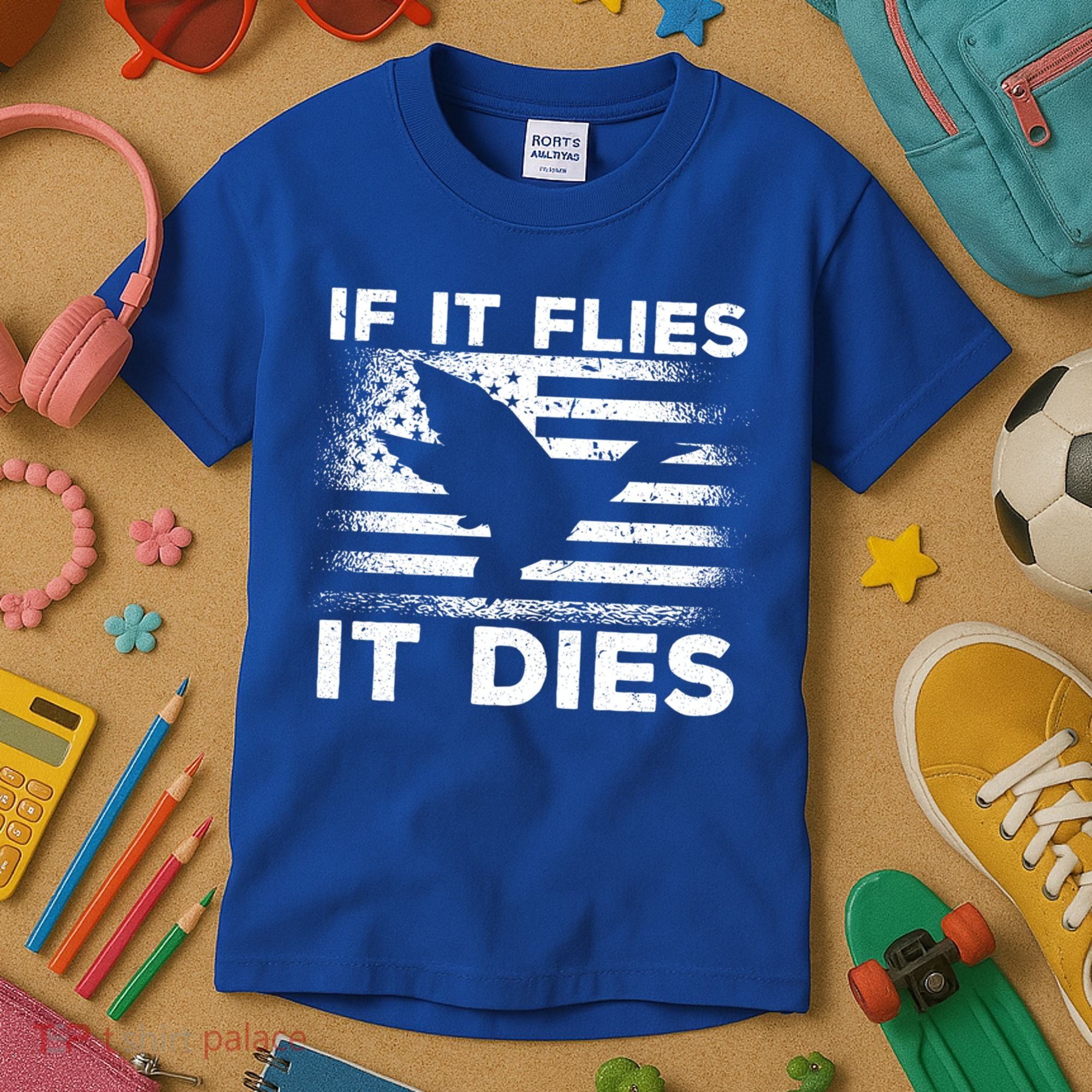 If It Flies It Dies American Flag Duck Hunter Gift Kids T-Shirt