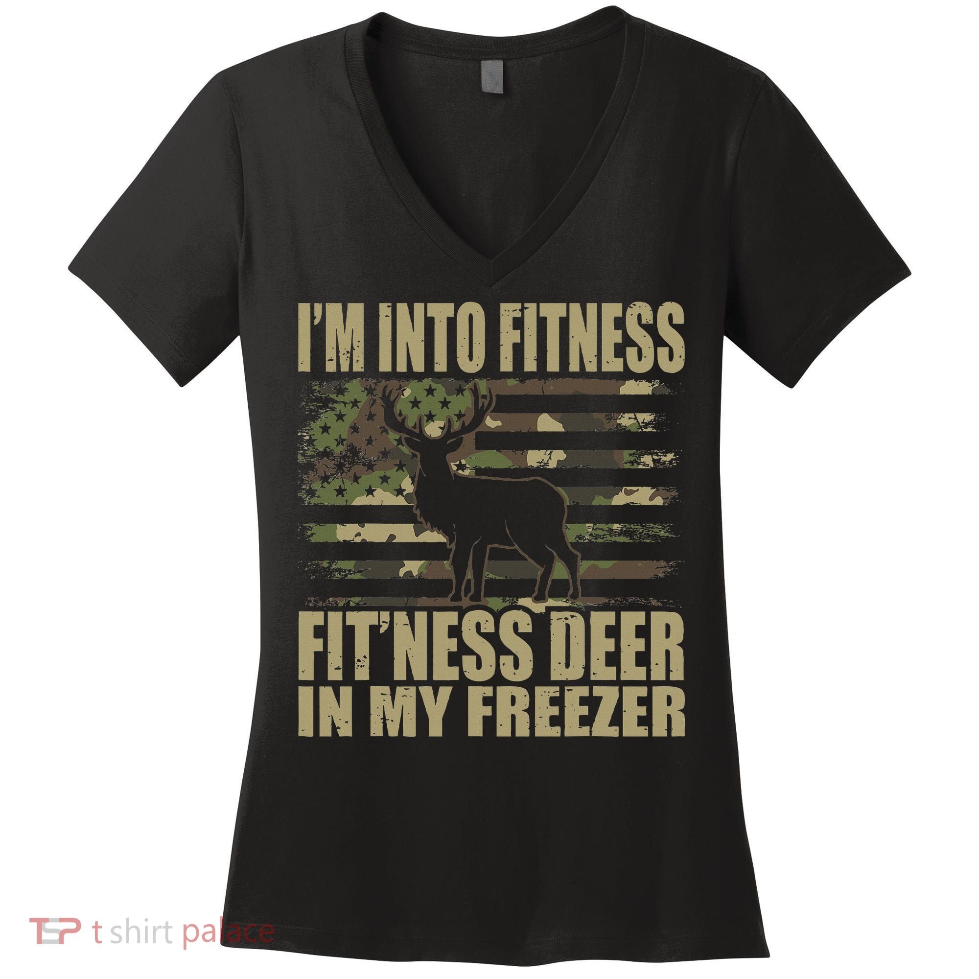 I'm Into Fitness Fit'ness Deer In My Freezer  Women's V-Neck T-Shirt