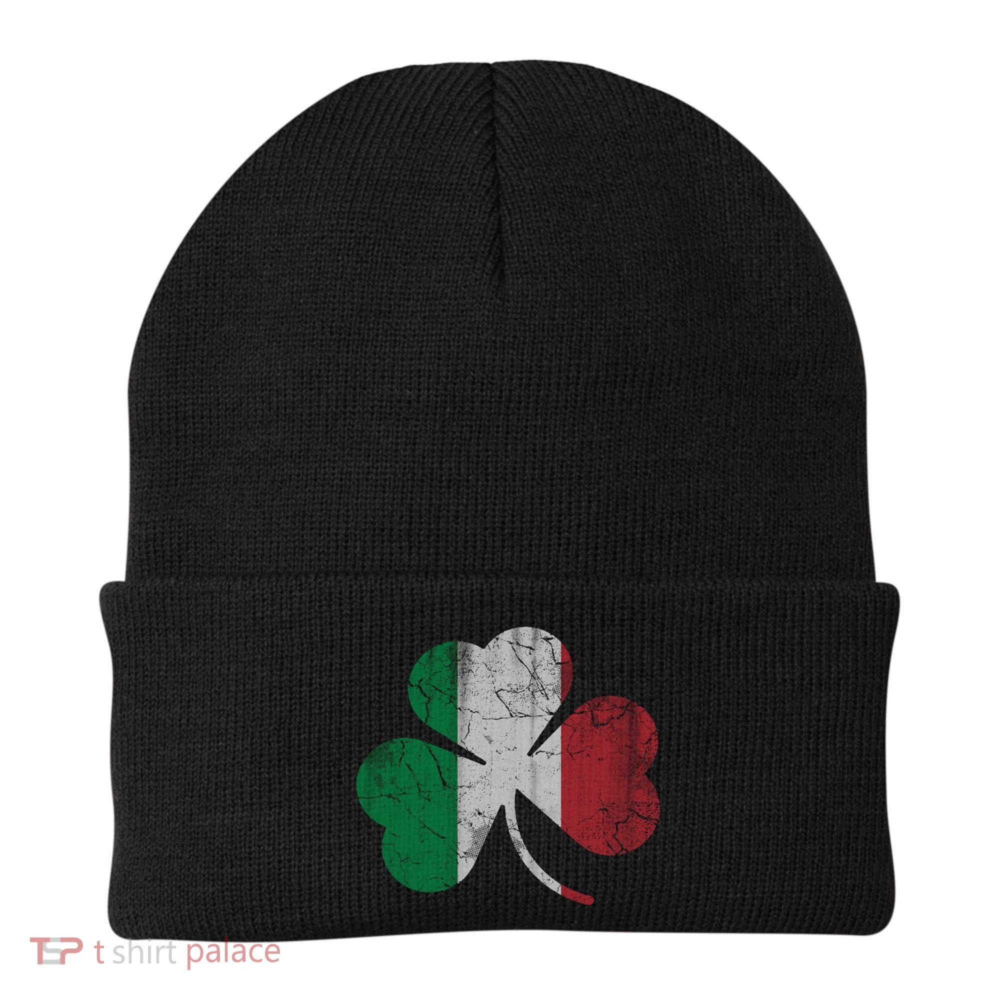 Irish Italian Flag Shamrock Italia Gift Beanie