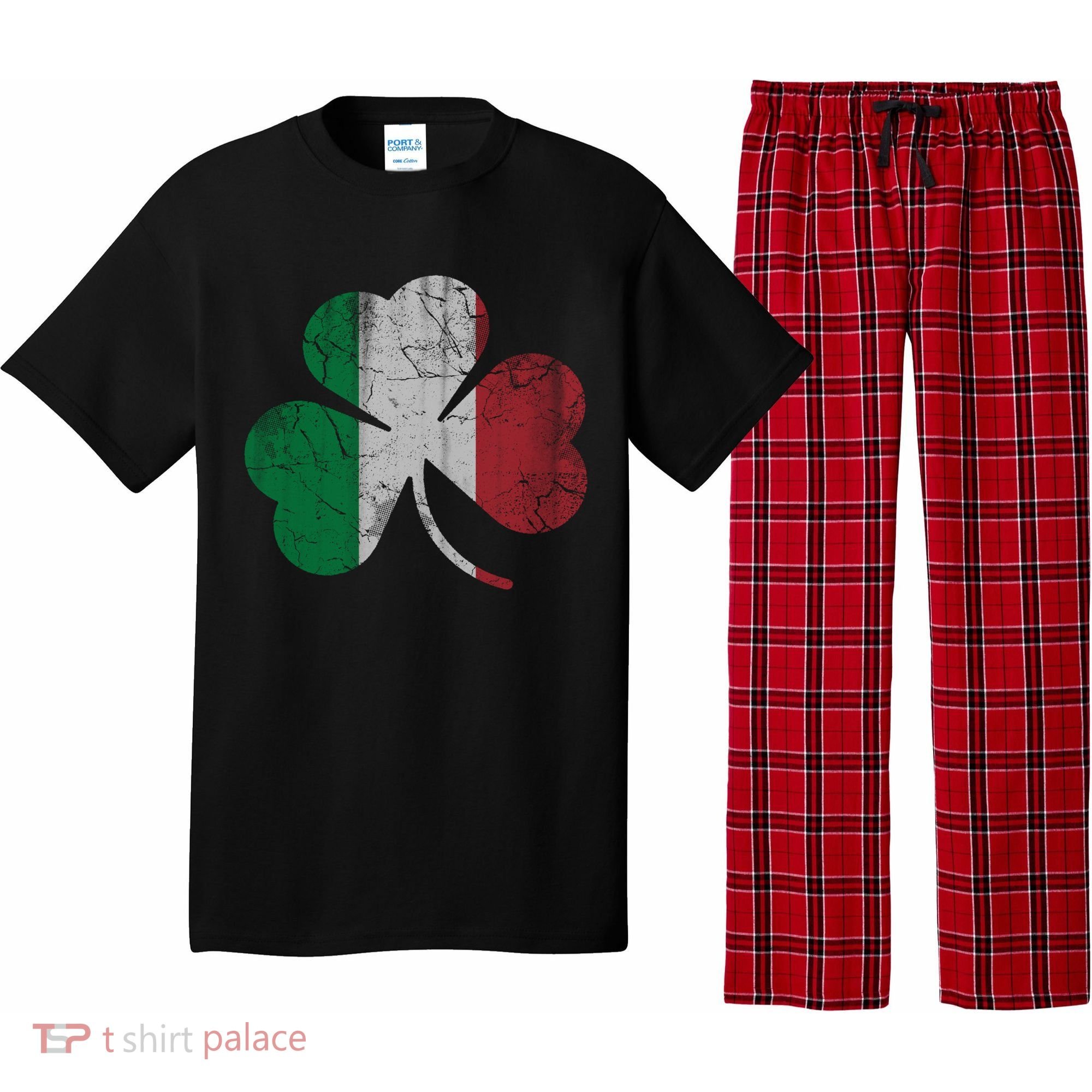 Irish Italian Flag Shamrock Italia Gift Pajama Set