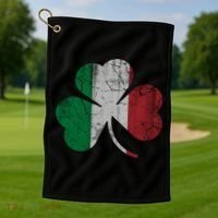 Irish Italian Flag Shamrock Italia Gift Golf Towel thumb 1