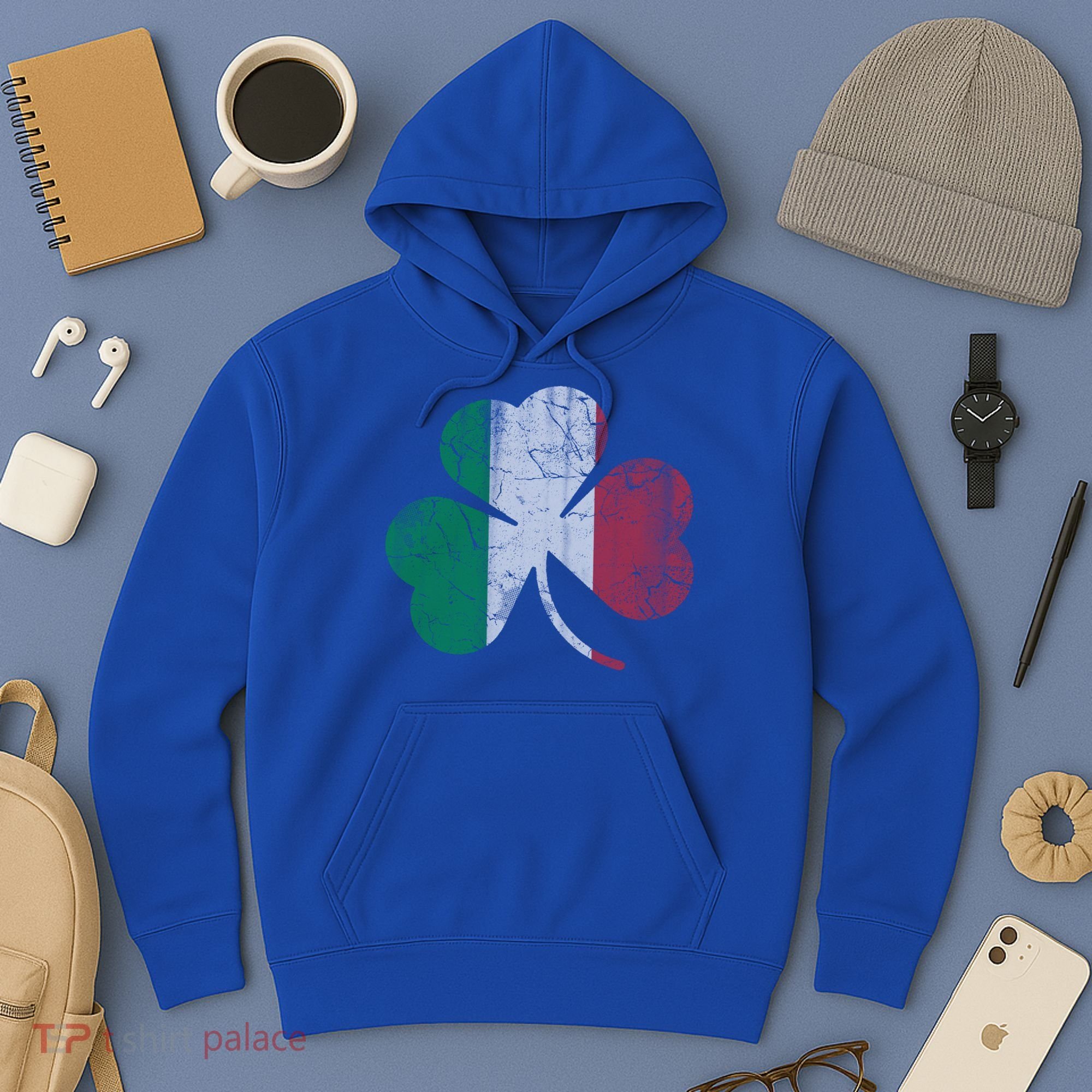 Irish Italian Flag Shamrock Italia Gift Hoodie